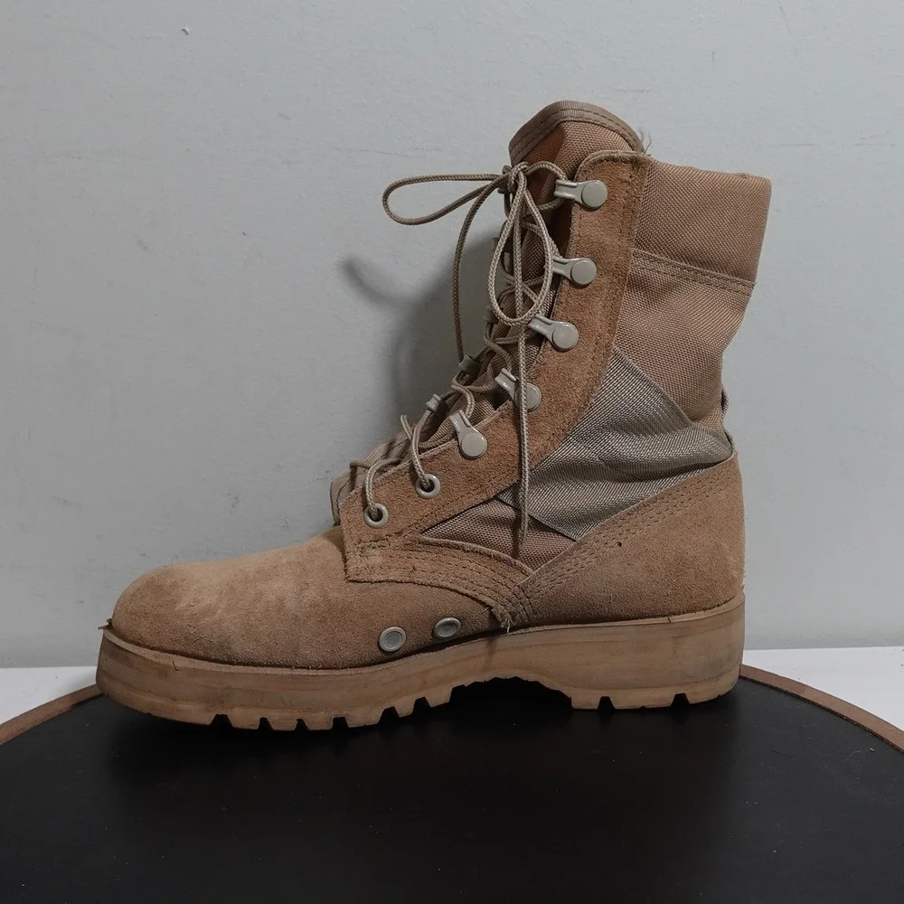 Bates DuraShocks Combat Boots Men 5.5 Tan Suede Leather Vibram Sole Military